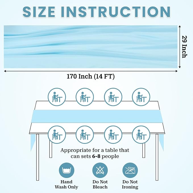 Pack of 12 | Aqua Blue | 14ft Chiffon Table Runner 29x170 Inches Long Romantic Rustic Sheer Gauze Runner for Wedding Bridal Shower Birthday Banquets Engagement Spring Easter Boho Decorations - Image 3