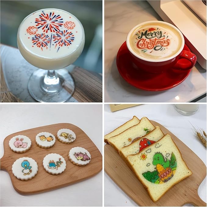 LLRH Colored Latte Art Printer Machine, DIY Printing on Beer Cocktail Coffee Cake Cookie for Cat/Dog Cafe Museum Zoo Coffee Truck (Black, Camera Set)