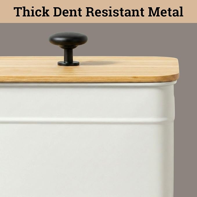 Kitchen Canisters for Countertop Set of 4 w/ Chalkboard Labels & Marker Pen | Airtight Easy Open Bamboo Lids, Dent-Resistant Thick Metal, Customizable Chalkboard Labels, Marker Pen Included, Set of 4 - Image 7