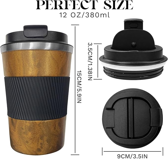 Insulated Travel Coffee Mug, Stainless Steel Coffee Cup with Leakproof Lid | Double-wall insulation keeps drinks hot or cold for hours, with a leakproof lid and portable stainless steel design - Image 3