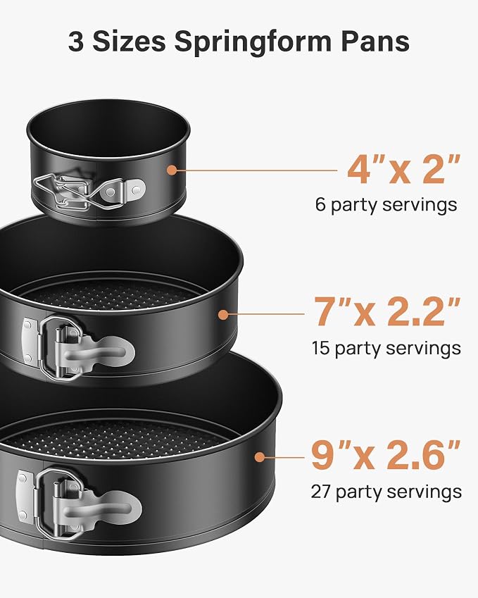Kootek 144PCs Cake Pan Set, Cake Decorating Kit with 3 Springform Pans | 4 7 9 Inch Baking Pans, Removable Bottom, Easy Release, 50 Piping Bags and 12 Tips, Spatulas, Scrapers, Cake Decorating Tools - Image 2