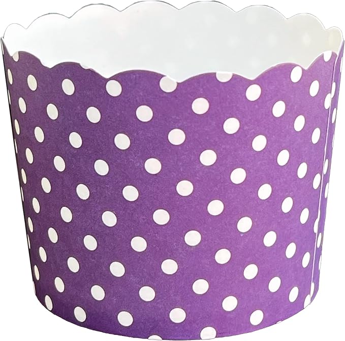 Paper Baking Cups (Polka Dots), Greaseproof Disposable Cupcake Liners (Purple, Large Cups (50-Pack)) - Image 3