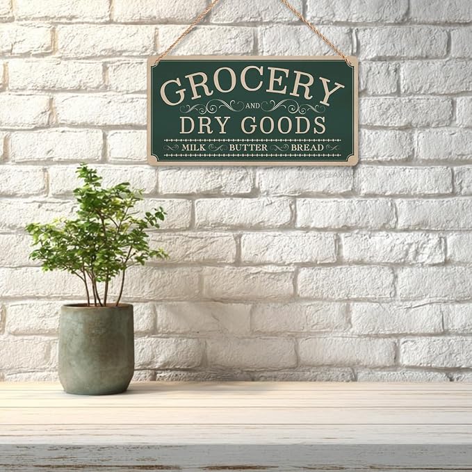 Pantry Sign Rustic Wall Art Print Wooden Signs Funny Home Decor Vintage Poster Retro Hanging Plaque for Farmhouse Kitchen Cafe Bar Grocery Coffee Corner 10x5 Inch (Green) - Image 3
