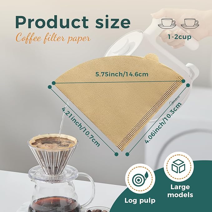 Easy-Dispensing Natural Brown Cone Coffee Filters, V01 Size, 100 Count - Unbleached Paper Filters for Pour Over Brewing, Compatible with Chemex, Hario V60 & More，Box for Easy Use & Tidy Storage