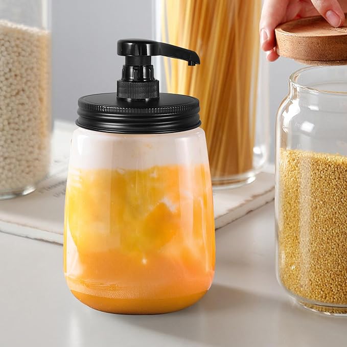 Reusable Mason Jar Syrup Pump Dispenser Replacement for Syrup Bottles Bottle Dispenser Pump for Honey Condiments and Kitchen Use Easy to Install and Lightweight