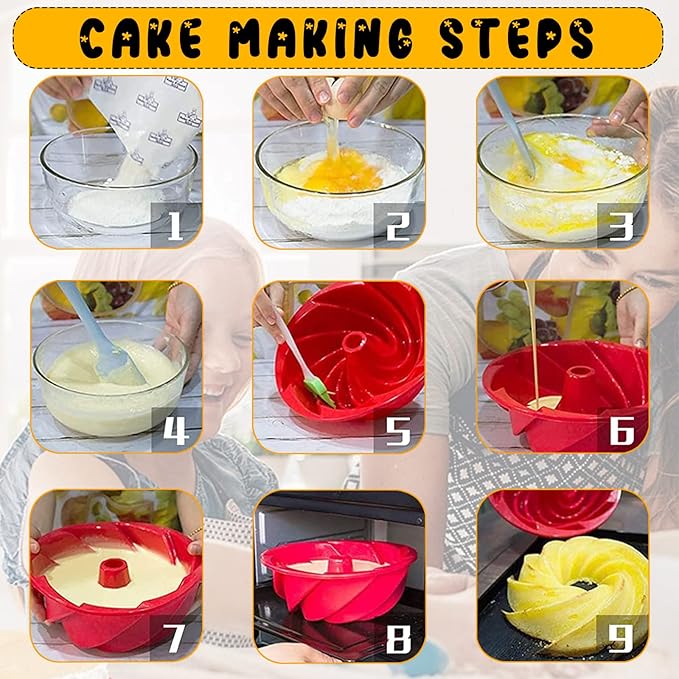 Birthday Cake Molds for Baking Silicone Cake Pans Reusable and Durable Non-Stick Baking Molds Trays for Chocolate Cake Jelly Pudding Mould Candy Making Baked Tool