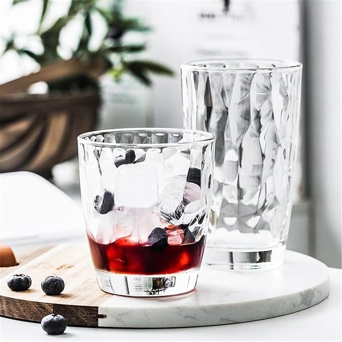 drinking glassware Colored Diamond Embossed Drinking Glasses(Clear,Large) - Image 6