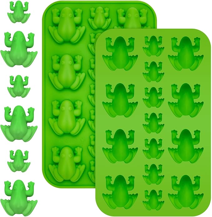 Tessco for you 2 Pieces Silicone Frog Chocolate Mold Halloween Candy Frog Shaped Passover Jelly Ice Tray Fun Gummy Animal Mold for Birthday Wizard Party Cake Decoration Kitchen Gift (Green)