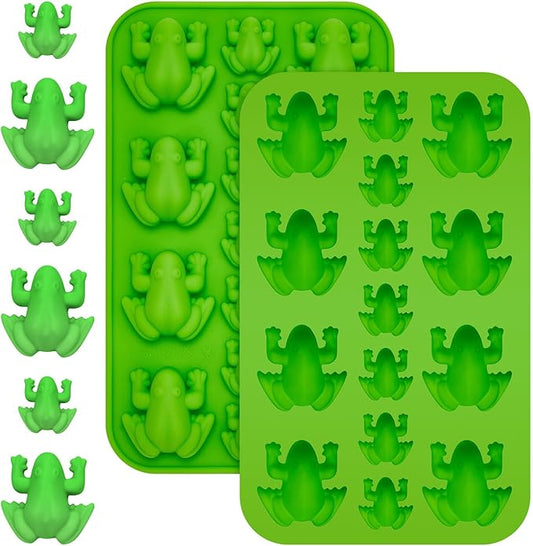 Tessco for you 2 Pieces Silicone Frog Chocolate Mold Halloween Candy Frog Shaped Passover Jelly Ice Tray Fun Gummy Animal Mold for Birthday Wizard Party Cake Decoration Kitchen Gift (Green)