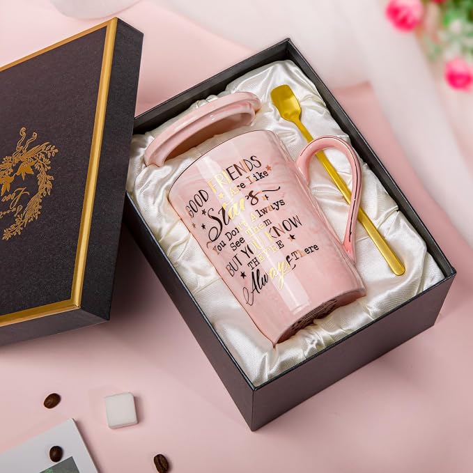 Best Friend Birthday Gifts for Women, Friendship Gifts for Women, Unique Mothers Day Birthday Gift Ideas for Her, Friends Female, Besties, BFF Ceramic Marble Coffee Mug Gift Box Printed Gold 14 oz | Unique Mothers Day Birthday Gift Ideas for Her Friend... - Image 2