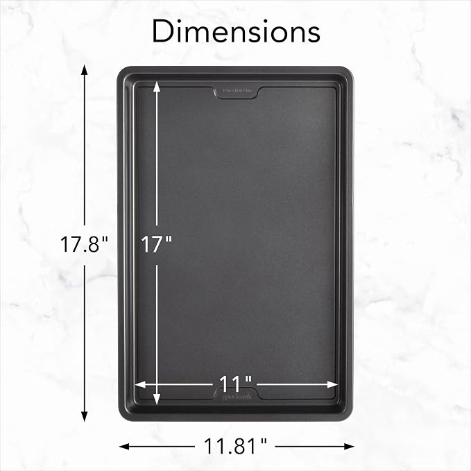 Gray 17 x 11 Inch Nonstick Carbon Steel Baking Sheet Pan, Heavy Duty Warp Resistant Cookie Tray, Oven Safe Easy Clean Bakeware for Cookies, Pastries & Vegetable Roasting - Image 5