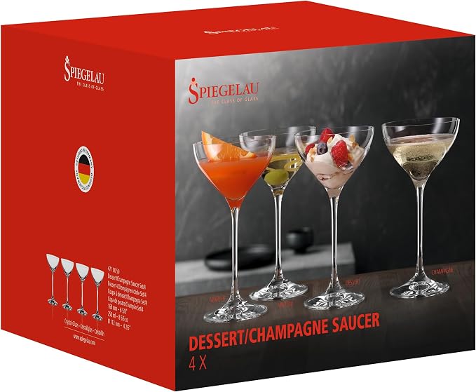 Spiegelau Dessert Glasses Set of 4 - European-Made Crystal, Modern Dessert or Champagne Glassware, Dishwasher Safe, Professional Quality Champagne Saucer Glass Gift Set - 8.8 oz - Image 8