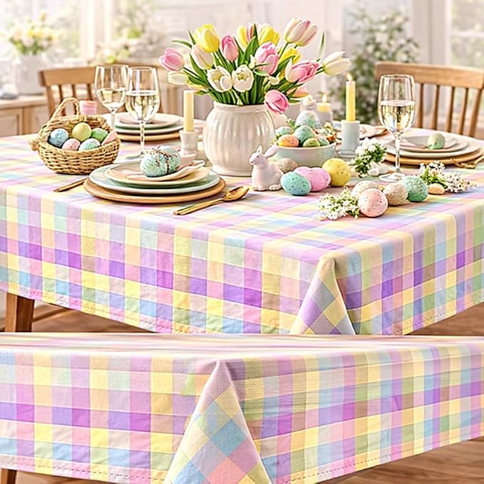 Urban Villa Tablecloth Cotton Tabletop 60x102 (8-10 Seats) Easter Checks - Image 8