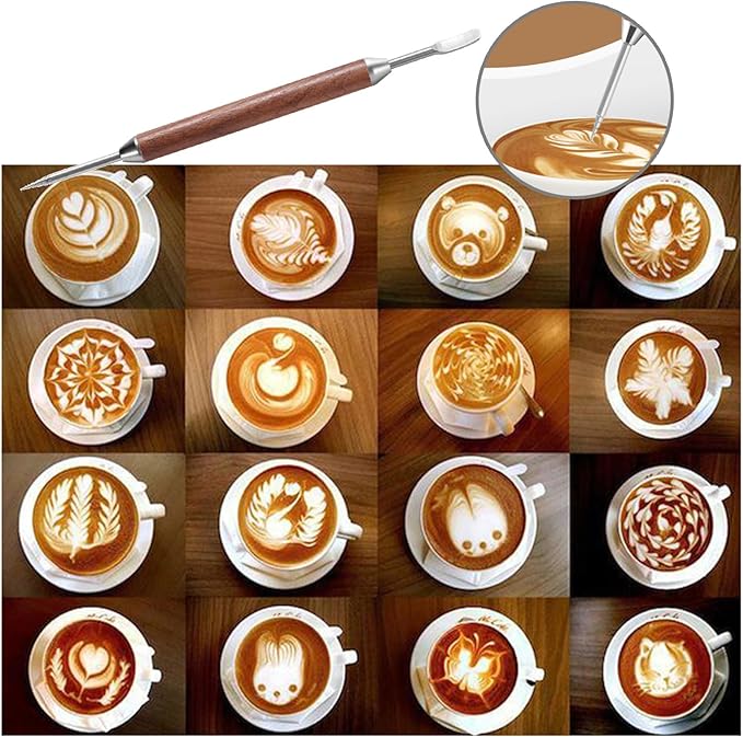 Double Head Coffee Needle Cappuccinos Lattes Arts Pen Coffee Tool Mixing Spoon Kitchen Coffee Tool