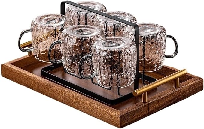 drinking glassware Glacier Texture Drinking Glasses Set with Handles by Unknown