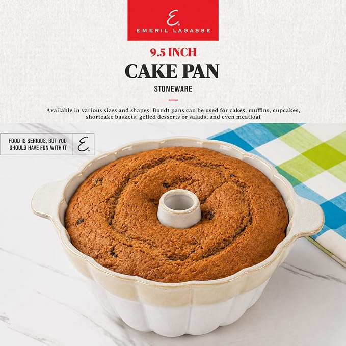 Emeril Lagasse Fluted Cake Pan Stoneware 9.5 in – Pound Cake Baking Pan, Perfect for Baking Delicious Cakes! - Image 6