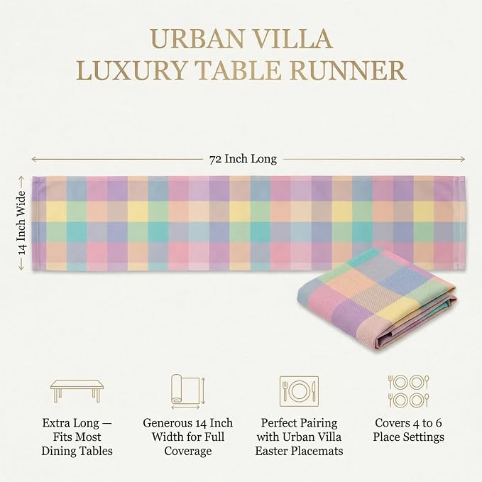 Urban Villa Table Runner Cotton Heavier Quality 14x72 Easter Check - Image 3