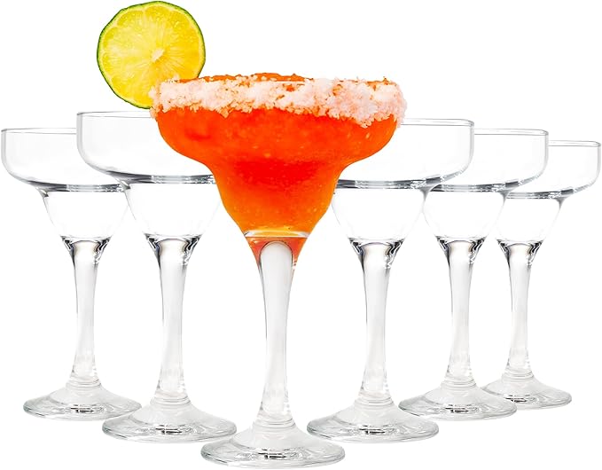 Vikko Margarita Glasses Set of 6, 10 Ounce, Crystal Clear Margarita Glass, Cosmopolitan Glassware for Margaritas, Frozen Drinks, Pina Coladas and Cocktails, Margarita Cups by Vikko