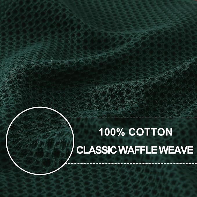 Homaxy 100% Cotton Waffle Weave Kitchen Dish Towels 12-Pack, Blackish Green | 13 x 28 Inches, Ultra Soft Absorbent Dish Towels, Quick Drying Cleaning Towels - Image 2