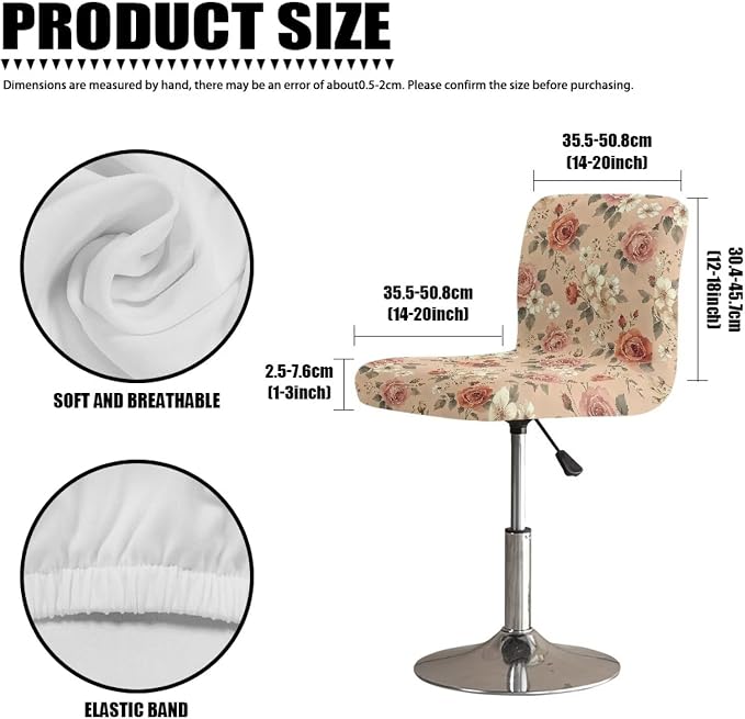 Vintage Flower 2 Pcs Bar Stool Seat Covers Soft Comfortable Bar Stool Seat Covers Slipcovers Reusable Chair Cover for Kitchen Island Bistro Cafe - Image 7