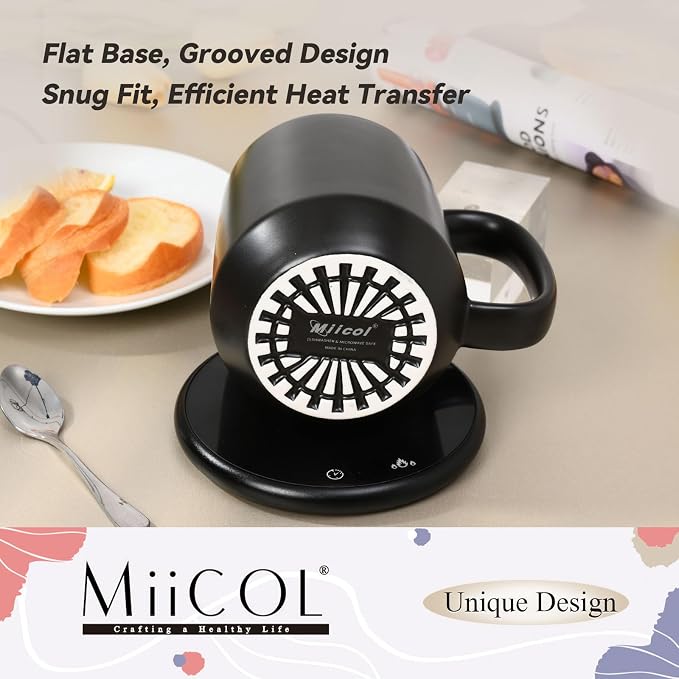 Miicol Ceramic Coffee Mug, 16 oz Large Coffee Cup, Tea Mug with Handle, Flat Bottom Mug for Men, Women, Office, Microwave and Dishwasher Safe, Multi-Color, Black - Image 5