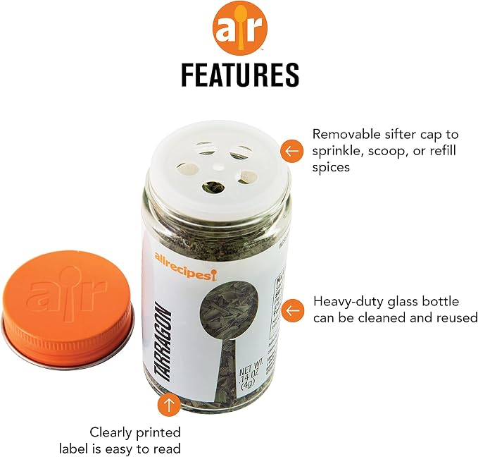 Allrecipes Taste of France (Bay Leaves, Tarragon, Thyme) in Glass Jars with Removable Sifter Caps for Sprinkling, Set of 3 - Image 5