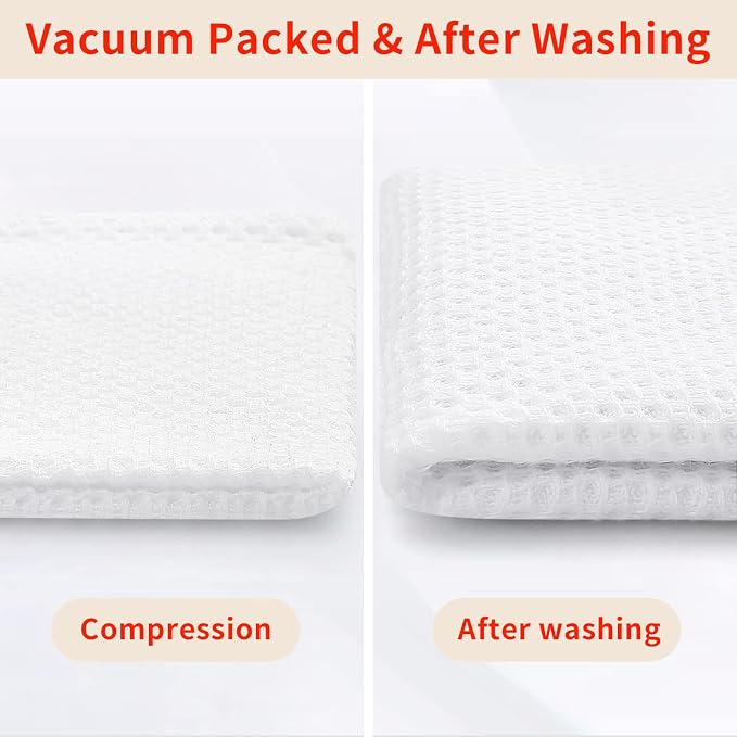 Homaxy 100% Cotton Waffle Weave Kitchen Dish Towels 6-Pack, White | 13 x 28 Inches, Ultra Soft Absorbent Dish Towels, Quick Drying Cleaning Towels - Image 7