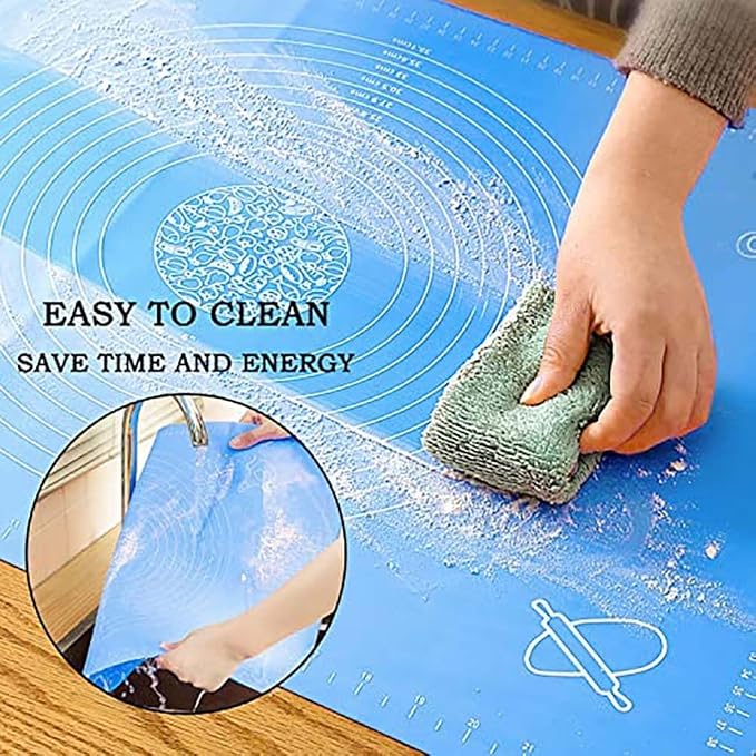 Silicone Rolling Mat 30x40cm Non- With Measurements(Purple) | Rolling Mat Dough, Bread and Pizza, Reusable Kitchen Tool Home Bakers, Blue - Image 6