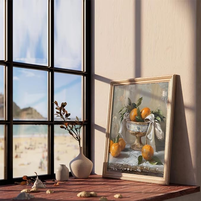 XOCUUI Farmhouse Still Life Picture Living Room - Rustic Vintage Decor for Bedroom - Tangerine Orange Fruit Moody Muted Oil Painting Art Deco Wall Art for Kitchen - 8x10inch Unframed - Image 6