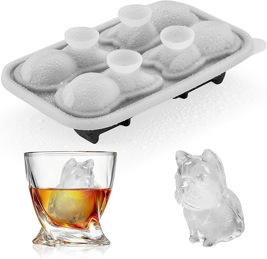 French Bulldog Ice Cube Mold, 4 Hole Fun Shapes Large Frenchie Bull Dog Ice Cube Tray for Whiskey,Cocktail,Bourbon, Cute Novelty French Bulldog Gifts for Decor, BPA Free