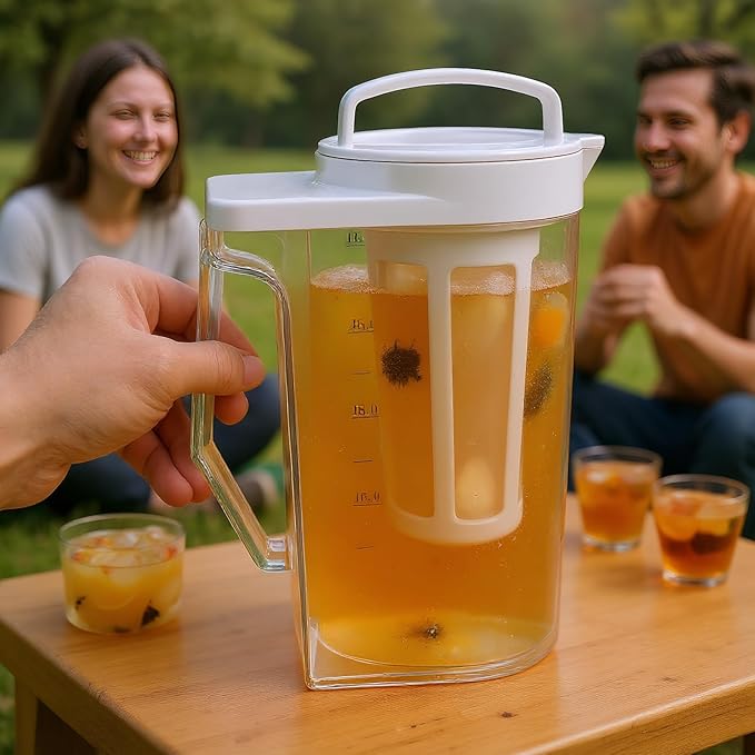 54Oz Cold Brew Coffee Maker with Measurement Scale - Plastic Cold Brew Tea Pot for Home Fridge Use Iced Coffee Brewer and Beverage Maker