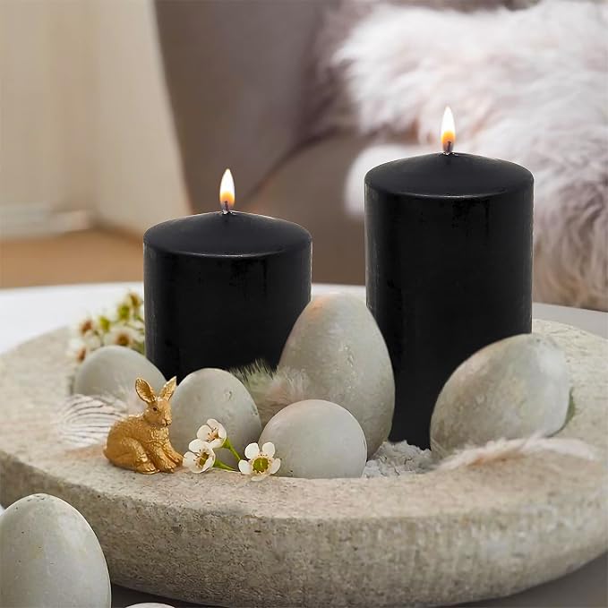 Hyoola Black Pillar Candles 2x4 Inch - 4 Pack Unscented Pillar Candles - European Made - Image 7