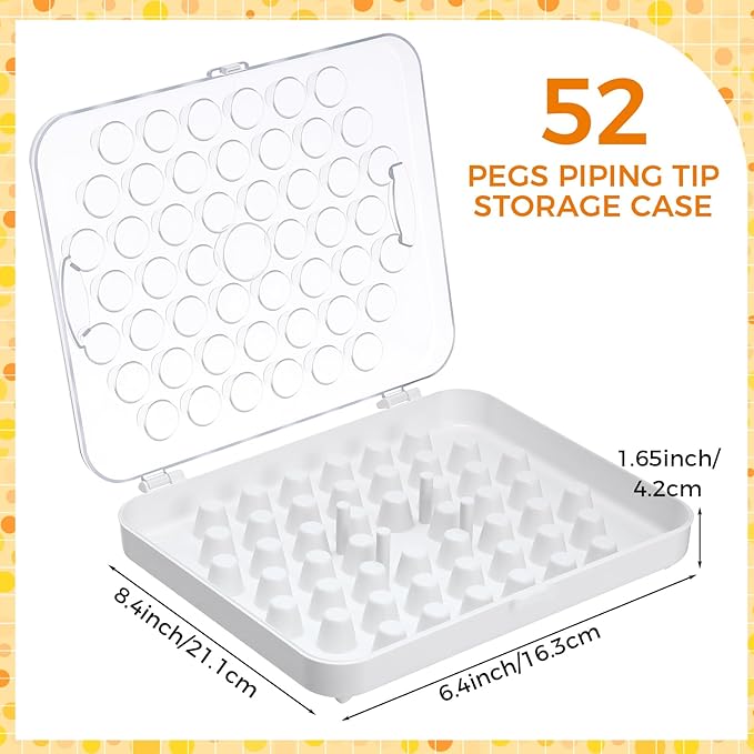 2 Pcs Piping Tip Organizer Box for 104 Icing Tips with 2 Standard Coupler 4 907 Flower Nails Piping Tip Storage for Cake Baking Decorating Tools