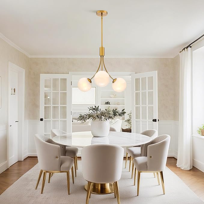 Bubble Chandelier, Modern Glass Gold Sputnik Chandelier 3-Light Ceiling Light Fixture Shades Stylish Bright Lighting for Dining Room Kitchen Bedroom Living Room Foyer Home Decor - Image 5