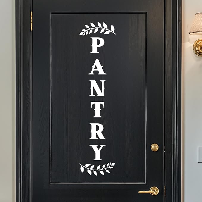 Pantry Door Decal – White Vinyl Kitchen Wall Sticker – Farmhouse Pantry Sign for Cabinet or Glass Door, 4.3 x 18 Inch - Image 6