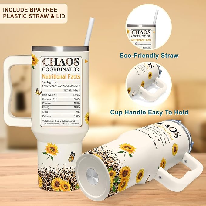 Administrative Professional Day Gifts - Thank you Gift for Boss lady, Assistant, Secretary - Chaos Gifts For Women - Admin Professionals Day Gift - Tumbler 40oz With Handle