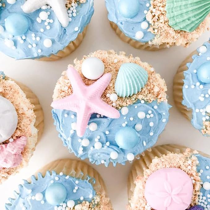 MEMOVAN Under the Sea Silicone Mold 3pcs Marine Fondant Cake Mold Seashell Conch Starfish Silicone Baking Mold for Under the Sea Ocean Chocolate Candy Cake Decoration Polymer Clay Gum Paste Craft