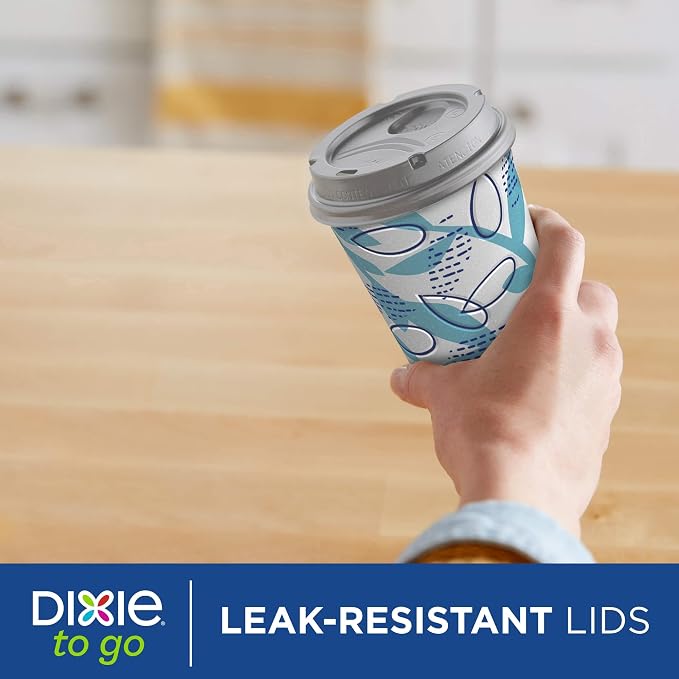 Dixie To Go Disposable Paper Cups with Leak-Resistant Lid, 12 oz, 60 Count - Image 7