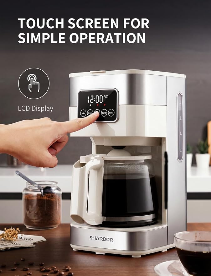 SHARDOR 10-Cup Programmable Coffee Maker, Regular & Strong Brew Drip Coffee Machine for Home and Office, Auto Shut Off, Permanent Filter (Beige) - Image 2