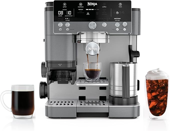 Ninja Luxe Café Premier Espresso & Rapid Cold Brew, Gunmetal, ES601GM | Drip Coffee, Built-in Coffee Grinder, Hands-Free Milk Frother, Assisted Tamper for Cappuccinos & Lattes by Unknown