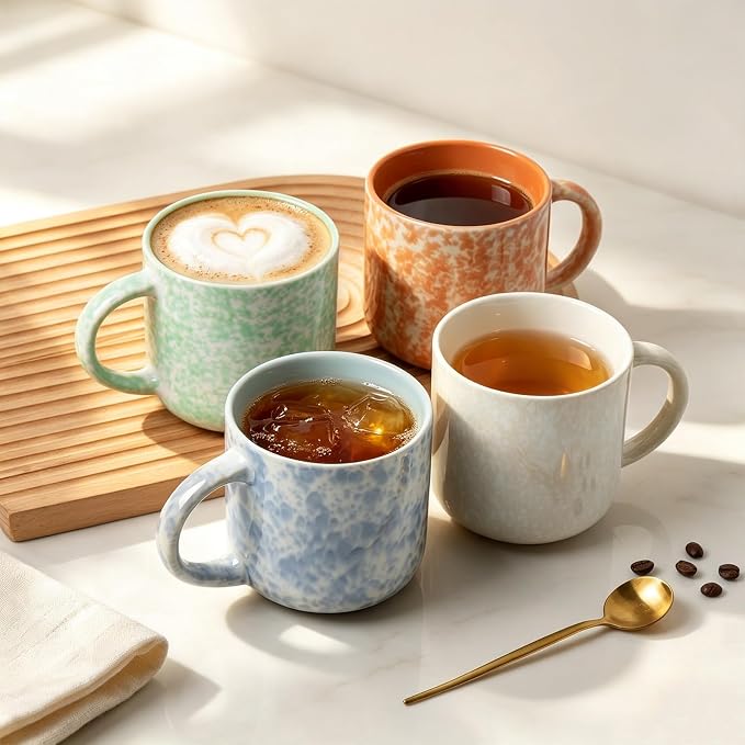 MONITO 12 OZ Coffee Mugs Set of 4, Modern Ceramic Coffee Mugs Set with handle for Tea/Latte/Cappuccino/Milk/Cocoa - Image 3