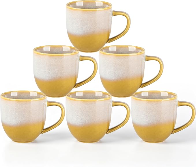 theterra Ceramic Coffee Mugs Set of 6, 12 oz Coffee Cups with Handle | Handmade, Suitable for Latte, Tea, Milk, Beer & Hot Cocoa, Autumn Haze by TheTerra