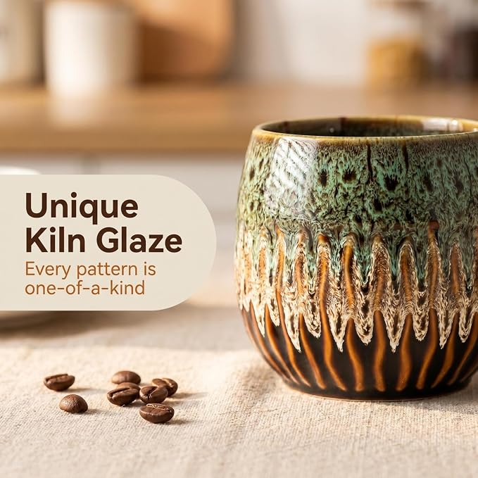 Large Ceramic Coffee Mug - 20oz Big Tea Cup,Green, Set of 4 | Large Tea Mug, Microwave Safe, Dishwasher Safe - Image 6