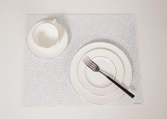 Mintrico placemat for Dining Table Set of 2 Silicone Heat Resistant Non Slip (Fans) - Image 6