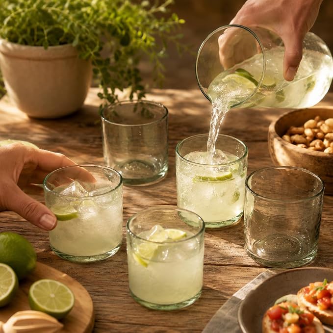 Clear 12 oz Large DOF Glasses (set of 6), Recycled Glass, Lead-free, Toxin-Free (12oz Large DOF) - Image 6