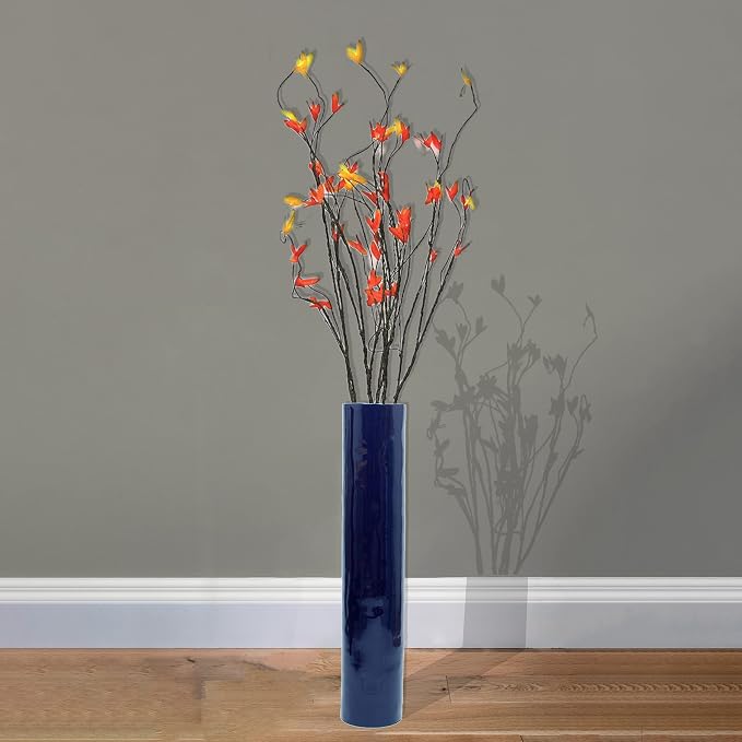 30-Inch-Tall Decorative Contemporary Bamboo Display Floor Vase - Cylinder Shape - Stylish Home Decor Accent - Modern Tall Vase for Living Room, Entryway, or Dining Room Decor, Blue - Image 2