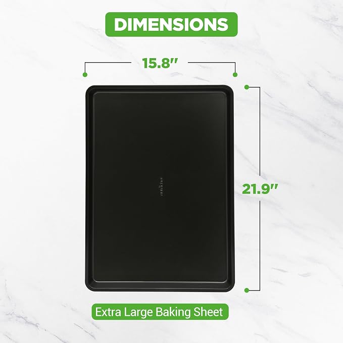 NutriChef Nonstick XL Cookie Sheet Baking Pan - 22" x 16" - Durable Carbon Steel, PFOA Free, Dishwasher Safe, Perfect for Cookies, Cakes, Lasagna, and More - 6 PACK - Image 6