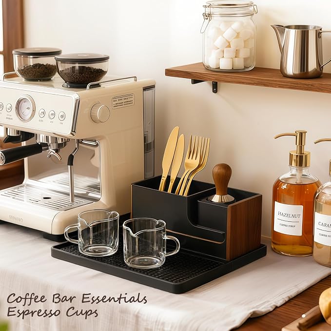 DWTS DANWEITESI Espresso Cups Set of 2: Espresso Machine Accessories - Espresso Shot Cups for Home Baristas - Essential Coffee Bar Accessories - 4oz Glass Espresso Cup Set with Handled and Spout - Image 5