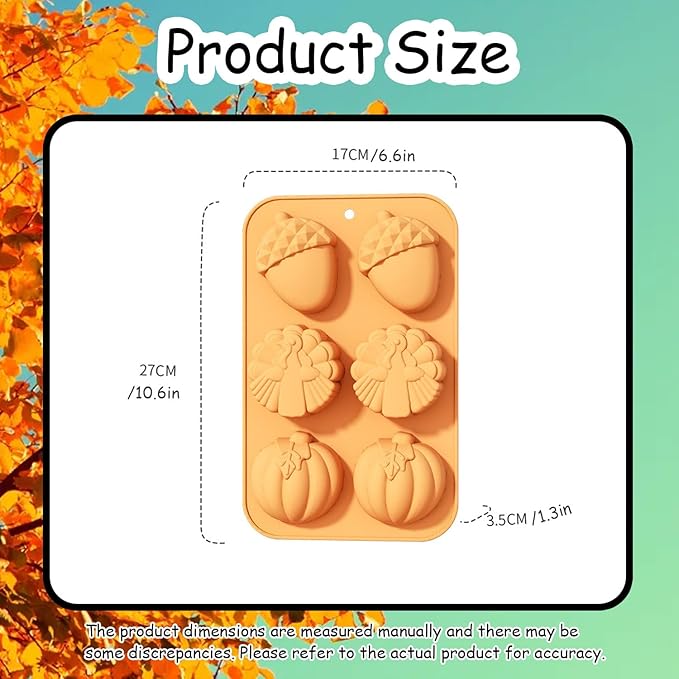 2 Pcs Chocolate Silicone Molds Autumn Hazelnut Pumpkin Chocolate Molds Thanksgiving Turkey Silicone Mold for Home Cake Baking Fondant Clay Soap Ice Cube DIY Decoration