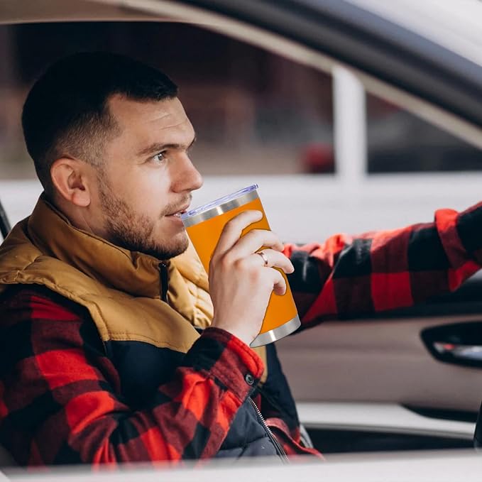 20oz Tumbler Insulated Coffee Tumblers with Lid Stainless Steel Orange 4P | 20 oz Tumblers Double Wall Insulated Vacuum 20oz Coffee Mug Leak Proof Tumblers with Lid Powder Coated - Orange 4 Pack - Image 7